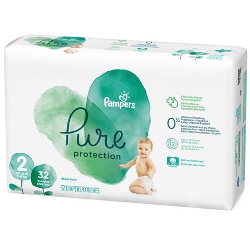 PAMPERS PURE PROTECTION NEW BABY SIZE 2 x32/Pack, 4-8kg