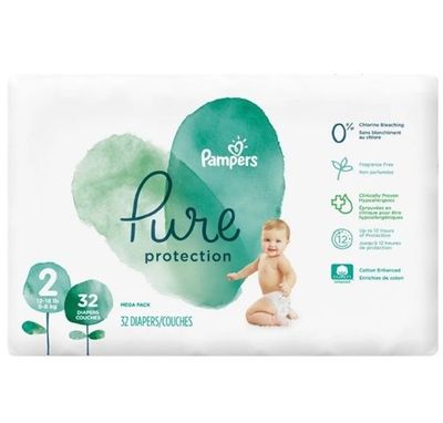PAMPERS PURE PROTECTION NEW BABY SIZE 2 x32/Pack, 4-8kg
