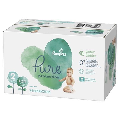 PAMPERS PURE PROTECTION NEW BABY SIZE 2 x104/Pack, 4-8kg