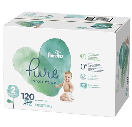 PAMPERS PURE PROTECTION NEW BABY SIZE 2 x120/Pack, 4-8kg
