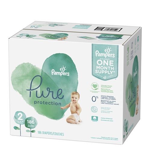 PAMPERS PURE PROTECTION NEW BABY SIZE 2 x186/Pack, 4-8kg