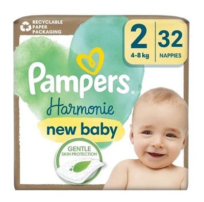 PAMPERS HARMONIE NEW BABY SIZE 2 MINI x32/Pack, 4-8kg