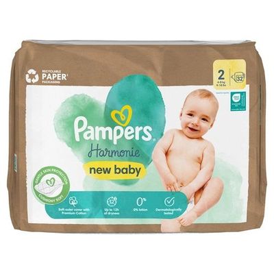 PAMPERS HARMONIE NEW BABY SIZE 2 MINI x32/Pack, 4-8kg