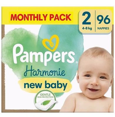 PAMPERS HARMONIE NEW BABY SIZE 2 MINI x96/Pack, 4-8kg