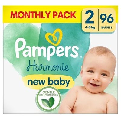 PAMPERS HARMONIE NEW BABY SIZE 2 MINI x96/Pack, 4-8kg