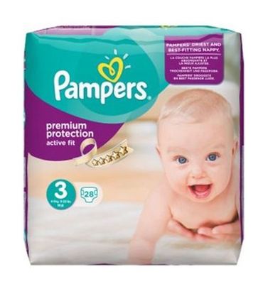 PAMPERS PREMIUM PROTECTION ACTIVE FIT SIZE 3 x28/Pack, 6-10kg, MIDI