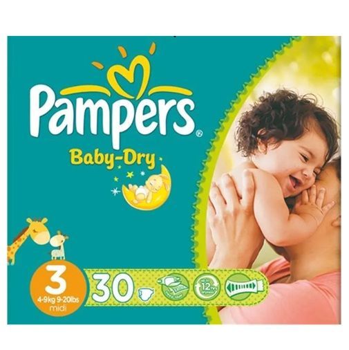 PAMPERS BABY-DRY MIDI SIZE 3 x30/Pack, 4-9kg DIAPERS/COUCHES