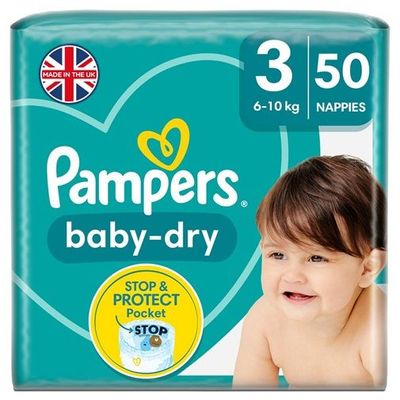 PAMPERS BABY-DRY MIDI SIZE 3 x50/Pack, 6-10kg DIAPERS/COUCHES