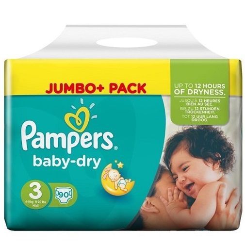 PAMPERS BABY-DRY MIDI SIZE 3 x90/Pack, 4-9kg DIAPERS/COUCHES