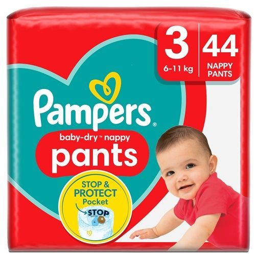 PAMPERS BABY-DRY NAPPY PANTS SIZE 3 x44/Pack, 6-11kg