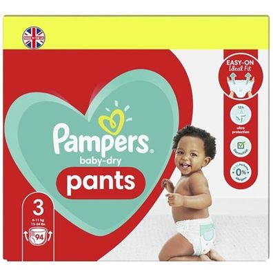 PAMPERS BABY-DRY NAPPY PANTS SIZE 3 x94/Pack, 6-11kg