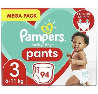 PAMPERS BABY-DRY NAPPY PANTS SIZE 3 x94/Pack, 6-11kg