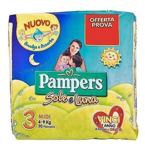 PAMPERS SUN & MOON SIZE 3 x20/Pack, 4-9kg MIDI