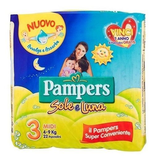 PAMPERS SUN & MOON SIZE 3x18/Pack, 4-9kg MIDI