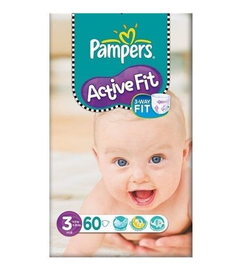 PAMPERS ACTIVE FIT SIZE 3 x60/Pack, 4-10kg MIDI