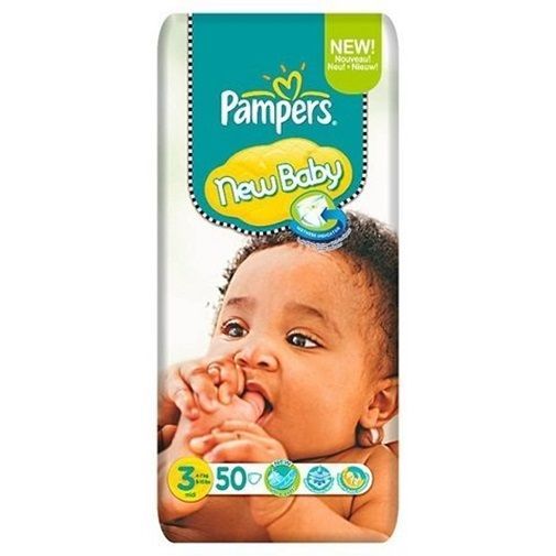 PAMPERS NEW BABY SIZE 3 x50/Pack, 4-9kg NAPPIES, MIDI