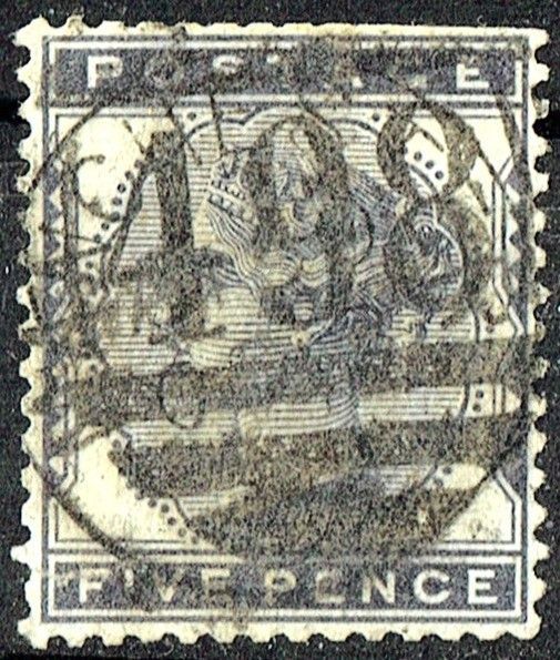 GB QUEEN VICTORIA 1881, 5d INDIGO, Mi.62, SG169, USED, DAMAGED