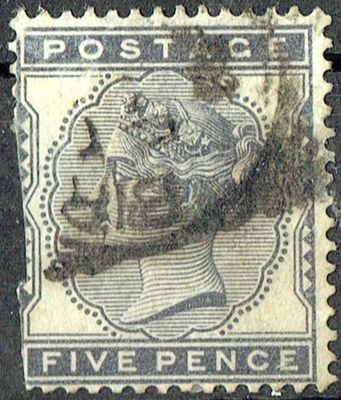 GB QUEEN VICTORIA 1881, 5d INDIGO, Mi.62, SG169, USED, DAMAGED
