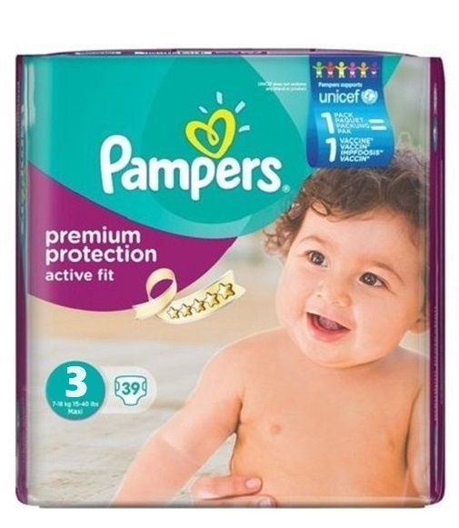PAMPERS PREMIUM PROTECTION ACTIVE FIT SIZE 3 x39/Pack, 6-10kg, MIDI
