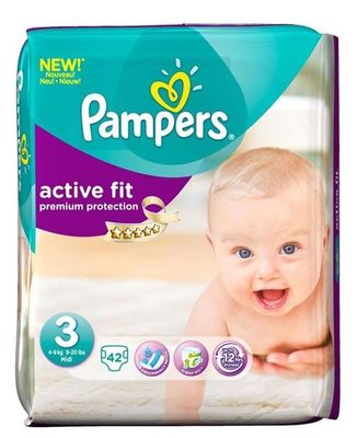 PAMPERS PREMIUM PROTECTION ACTIVE FIT SIZE 3 x42/Pack, 6-10kg, MIDI