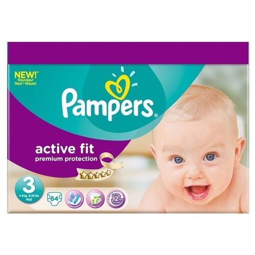 PAMPERS PREMIUM PROTECTION ACTIVE FIT SIZE 3 x84/Pack, 6-10kg, MIDI