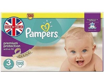 PAMPERS PREMIUM PROTECTION ACTIVE FIT SIZE 3 x120/Pack, 6-10kg, MIDI