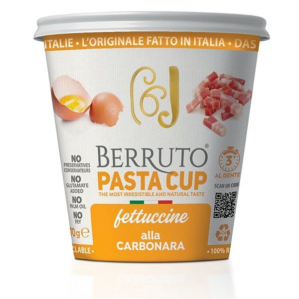 BERRUTO PASTA CUP FETTUCCINE WITH CARBONARA SAUCE 70g