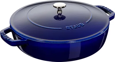 STAUB 28 cm DEEP FRYING PAN with TWO HANDLES and LID, DEEP BLUE, https://www.mercator.direct/store/STAUB-28-cm-DEEP-FRYING-PA
