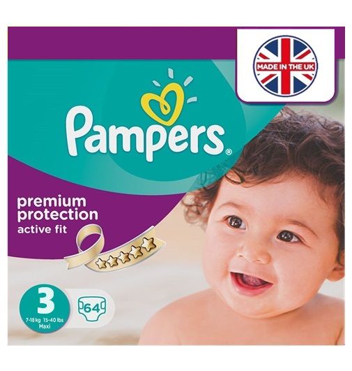 PAMPERS PREMIUM PROTECTION ACTIVE FIT SIZE 3 x64/Pack, 6-10kg, MIDI