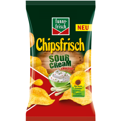 CRISPS - FUNNY FRESH CHIPSFRISCH SOUR CREAM & WILD UNION 175g