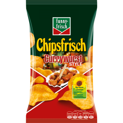 CRISPS - FUNNY FRESH CHIPSFRISCH CURRYSAUSAGE FLAVOUR 175g