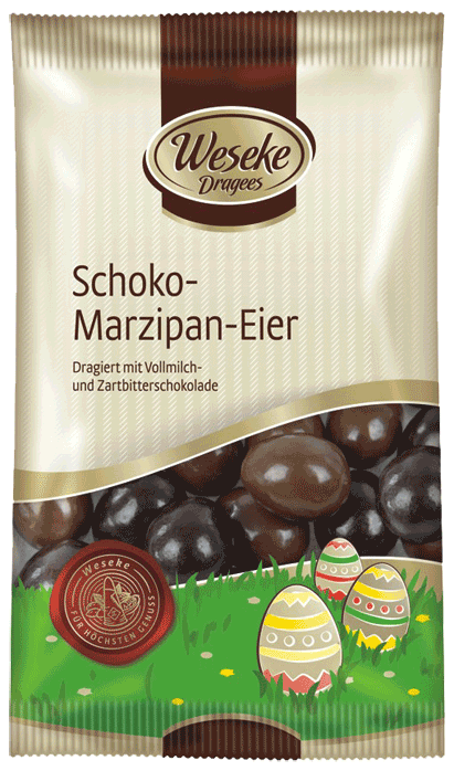 EGGS - WESEKE MILK AND PLAIN CHOCOLATE MARZIPAN EGGS 125g