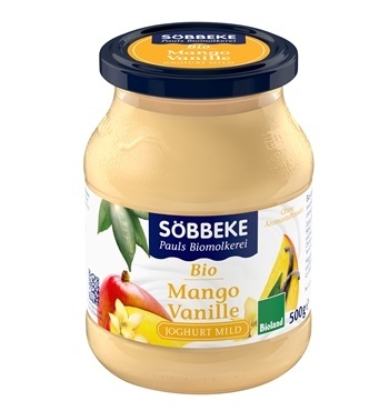 YOGURT SOEBBEKE - VANILLA &amp; MANGO BIO CREAMY YOGURT 3.8% FAT 500g