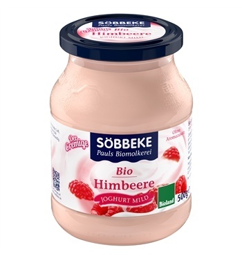 YOGURT SOEBBEKE - RASPBERRIES BIO CREAMY YOGURT 7.5% FAT 500g