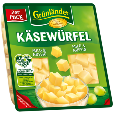 CHEESE GRUENLAENDER CHEESE CUBES MILD AND NUTTY 130g