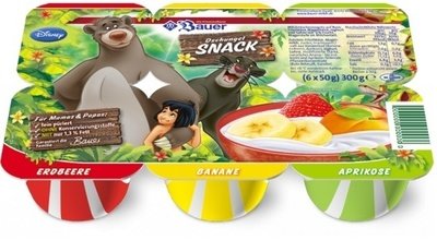 BAUER KIDS SNACK STRAWBERRY, PEACH AND BANANA  6x50g