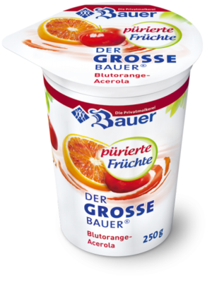 BAUER YOGURT RED ORANGE AND ACEROLA, JUST FRUITS 250g