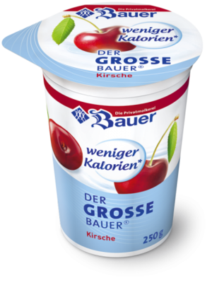 BAUER YOGURT CHERRY FRUIT WITH LESS CALORIES 250g
