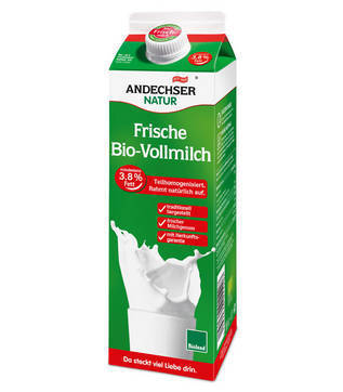 FRESH ORGANIC UNSKIMMED MILK ANDECHSER NATUR  3.8%  1L
