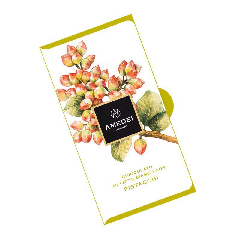 AMEDEI TUSCANY WHITE MILK CHOCOLATE BAR with PISTACHIO