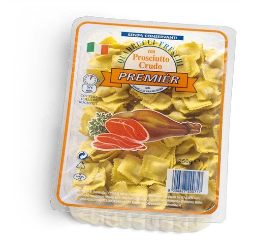 QUADRUCCI con PROSCIUTTO (PASTA with PARMA HAM) 250g