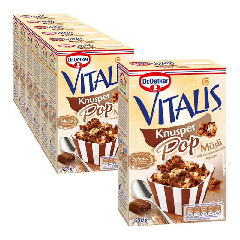 DR OETKER VITALIS KNUSPER MÜSLI CHOCOLATE 6x450g + 1 FREE