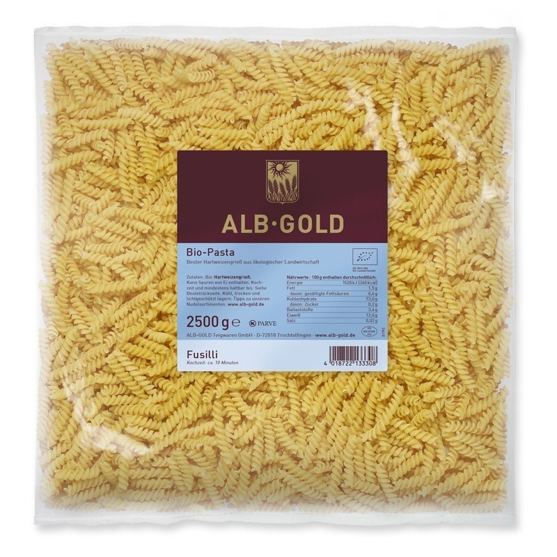 FUSILI ORGANIC PASTA ALB-GOLD 2.5kg FUSILI ORGANIC PASTA ALB-GOLD 2.5kg