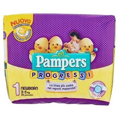 PAMPERS PROGRESSI NEWBORN SIZE 1 x28/Pack, 2-5kg CARRY PACK