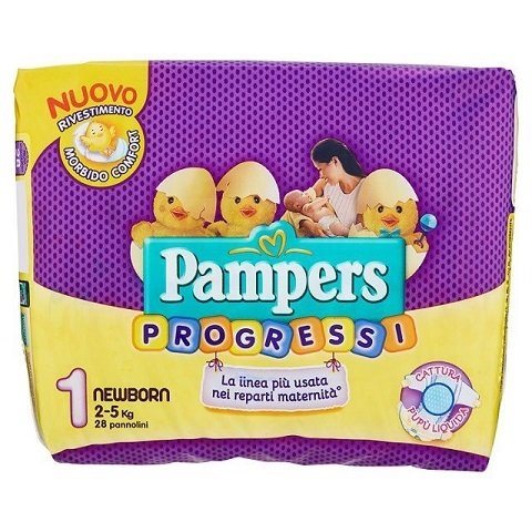 PAMPERS PROGRESSI NEWBORN SIZE 1 x28/Pack, 2-5kg CARRY PACK