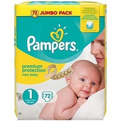 PAMPERS PREMIUM PROTECTION SIZE 1 x72/Pack, 2-5kg JUMBO PACK