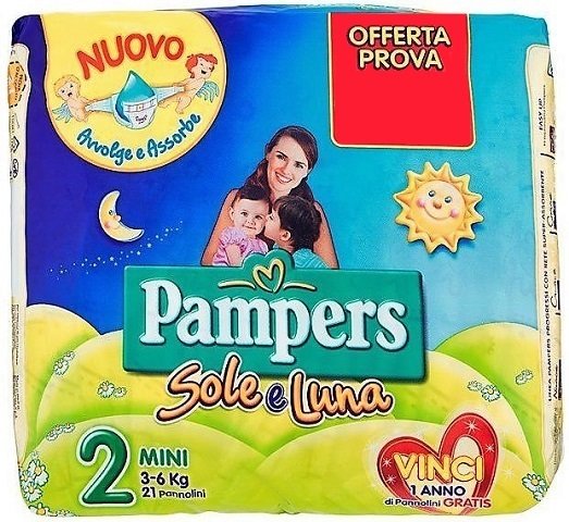 PAMPERS SUN & MOON SIZE 2 MINI x21/Pack, 3-6kg CARRY PACK