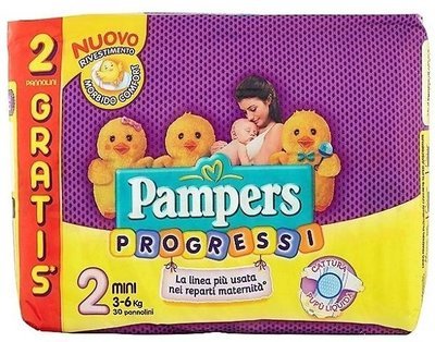 PAMPERS PROGRESSIVE SIZE 2 MINI x30/Pack 3-6kg CARRY PACK