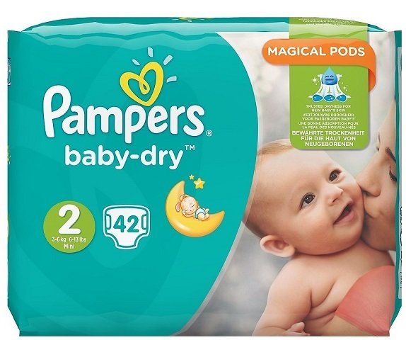 PAMPERS BABY-DRY SIZE 2 MINI x42/Pack, 3-6kg CARRY PACK
