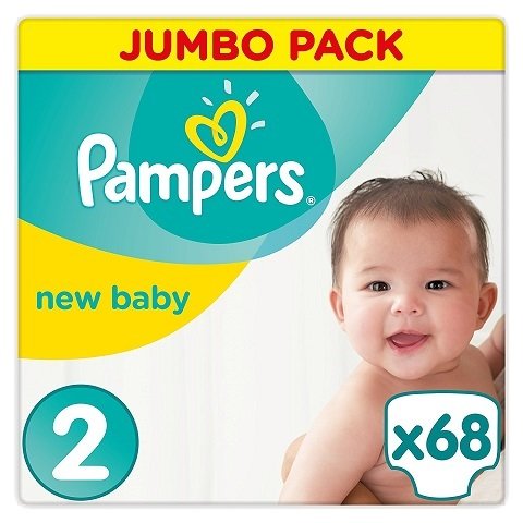 PAMPERS NEW BABY SIZE 2 MINI x68/Pack, 4-8kg JUMBO PACK